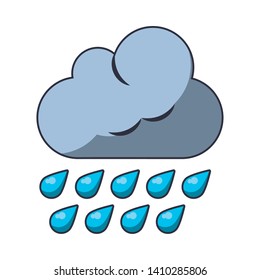 Cloud with raining drops weather symbol vector illustration graphic design