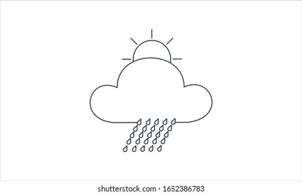 Icono de lluvia en nube. Icono del clima soleado