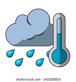 Cloud raining with thermometer weather symbol vector illustration graphic design
