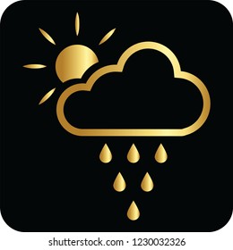 cloud rains and sun golden icon for web and print cloud rains and sun golden icon for web and print