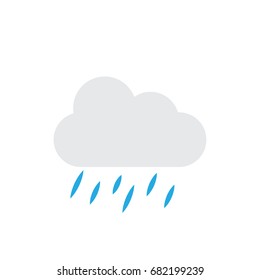 cloud. It rains from the cloud, white background