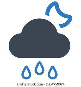 Cloud rainy icon.moon,sky (vector illustration)