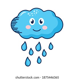 cloud rainy kawaii weather comic character vector illustration design