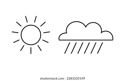 The cloud is rainy and sunny line icons. Vector EPS10