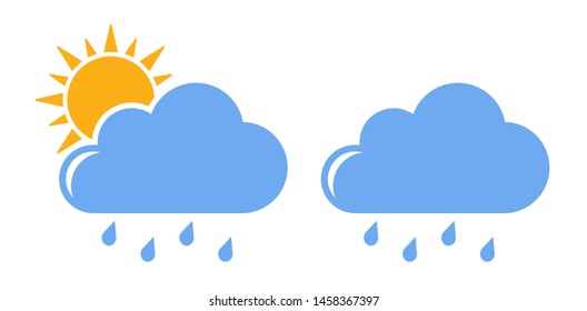 Cloud rainy weather flat design vector icon