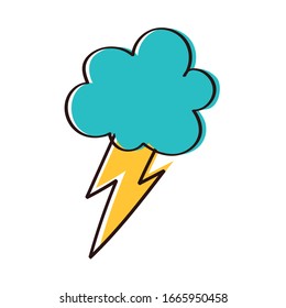cloud with ray storm electric hand draw style vector illustration design