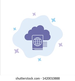 Cloud, Reading, Folder, Upload Blue Icon on Abstract Cloud Background