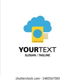 Cloud, Reading, Folder, Upload Business Logo Template. Flat Color