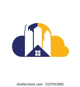Cloud Real estate vector logo design. Building and cloud logo design. Building Estate Logo with Skyscrapers.