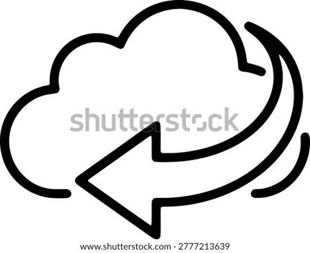Cloud recovery icon with back arrow for data restoration and backup