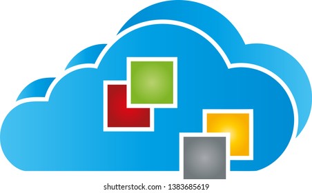 Cloud and rectangles in color logo