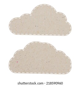cloud recycled paper craft on white paper background, vector illustration  