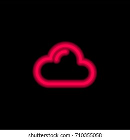 Cloud red glowing neon ui ux icon. Glowing sign logo vector