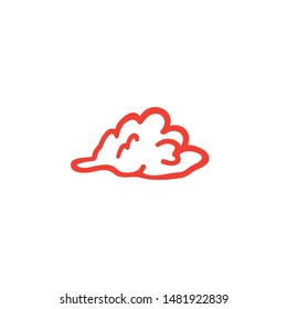 Cloud Red Icon On White Background. Red Flat Style Vector Illustration.