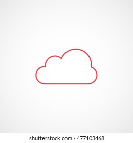 Cloud Red Line Icon On White Background