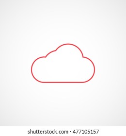 Cloud Red Line Icon On White Background