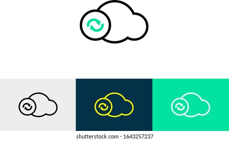icono de arte de la línea de actualización de la nube vectorial 
