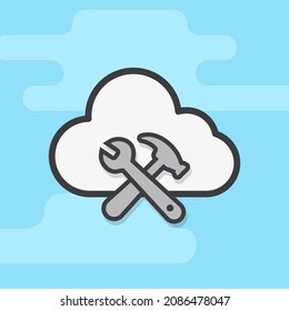 Cloud Repair and Support Color Vector Icon