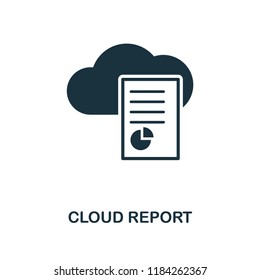 Cloud Report icon. Monochrome style design from big data collection. UI. Pixel perfect simple pictogram cloud report icon. Web design, apps, software, print usage.