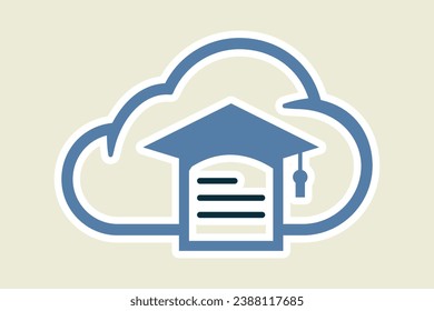 Diseño del logotipo de la etiqueta de informe en la nube. Icono de pegatina de ilustración de vector con el concepto de un sistema de computación en nube para servicios de administración de documentos.