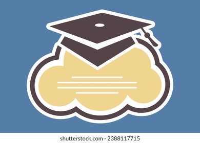 Diseño del logotipo de la etiqueta de informe en la nube. Icono de pegatina de ilustración de vector con el concepto de un sistema de computación en nube para servicios de administración de documentos.