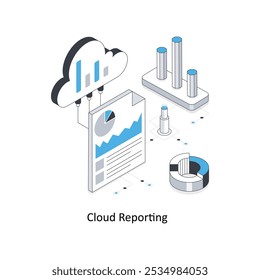 Cloud Reporting isometric stock illustration. EPS File stock illustration