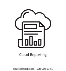 Cloud Reporting Vector Outline Icon Design illustration. Data Symbol on White background EPS 10 File