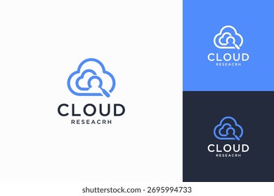 cloud research logo design premium vector.