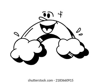 Cloud is a retro cartoon character from the 30s. Vintage comic smile vector