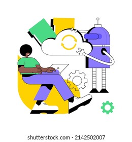 Cloud robotics abstract concept vector illustration. Remote machine learning, cloud artificial intelligence, computer science, mobile robotics, cloud-computing infrastructure abstract metaphor.