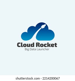 Cloud Rocket Logo Design Suitable For Start UP Business Logo and Icon, Emblem, big data logo