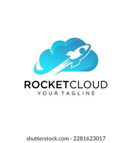 Cloud Rocket Logo Design Suitable For Start UP Business Logo and Icon, Emblem, big data logo