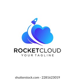 Cloud Rocket Logo Design Suitable For Start UP Business Logo and Icon, Emblem, big data logo