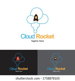 Cloud Rocket Logo Design Template-