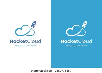 Cloud Rocket Logo Icon Design for business start up logo symbol, vector illustration