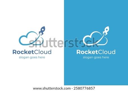 Cloud Rocket Logo Icon Design for business start up logo symbol, vector illustration