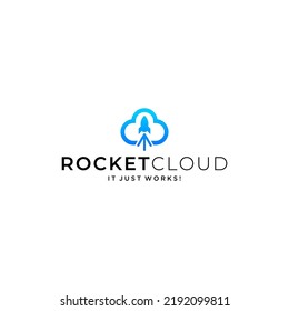 Cloud With Rocket Logo Technology Modern Simple