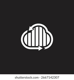 cloud rotate arrow synchronized symbol geometric design vector