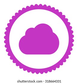 Cloud round stamp icon. This flat vector symbol is drawn with violet color on a white background.