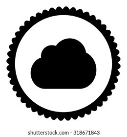 Cloud round stamp icon. This flat vector symbol is drawn with black color on a white background.