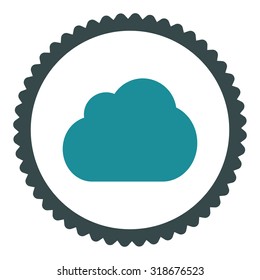 Cloud round stamp icon. This flat vector symbol is drawn with soft blue colors on a white background.