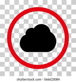 Cloud rounded icon. Vector illustration style is flat iconic bicolor symbol inside a circle, intensive red and black colors, transparent background. Designed for web and software interfaces.