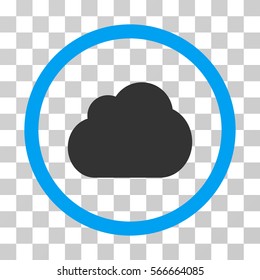 Cloud rounded icon. Vector illustration style is flat iconic bicolor symbol inside a circle, blue and gray colors, transparent background. Designed for web and software interfaces.