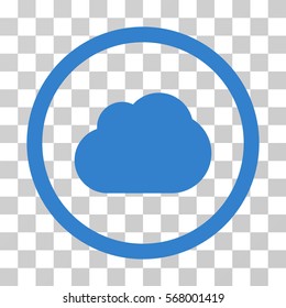 Cloud rounded icon. Vector illustration style is flat iconic symbol inside a circle, cobalt color, transparent background. Designed for web and software interfaces.