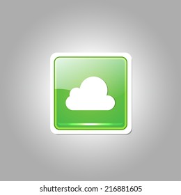Cloud Rounded Rectangular Vector Green Web Icon Button