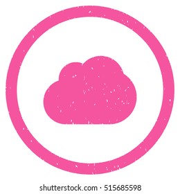 Cloud rubber seal stamp watermark. Icon symbol inside circle frame with grunge design and dust texture. Scratched vector pink ink sign on a white background.