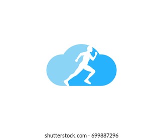 Cloud Run Icon Logo Design Element