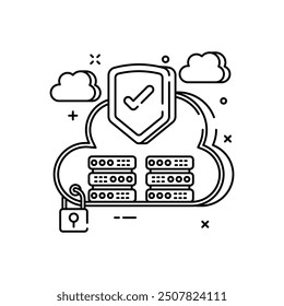 Cloud Safe Outline Icon, Vector illustration