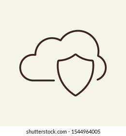 Cloud safety line icon. Cloud, shield, information. Cloud data concept. Vector illustration can be used for topics like IT, internet, data saving