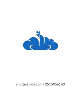Cloud and sailboat logo design combination.